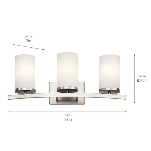 Main product image of Crosby 23" 3 Light Vanity Light Satin Etched Cased Opal (Brushed Nickel)