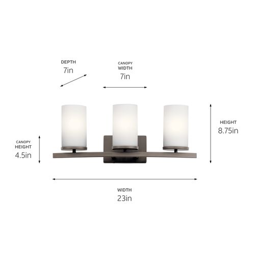 Main product image of Crosby 23" 3 Light Vanity Light Satin Etched Cased Opal (Olde Bronze)