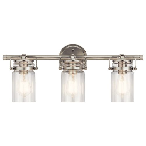 Main product image of Brinley 24" 3 Light Vanity Light w/ Clear Glass (Brushed Nickel)