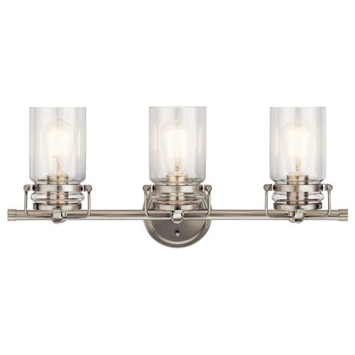 Main product image of Brinley 24" 3 Light Vanity Light w/ Clear Glass (Brushed Nickel)