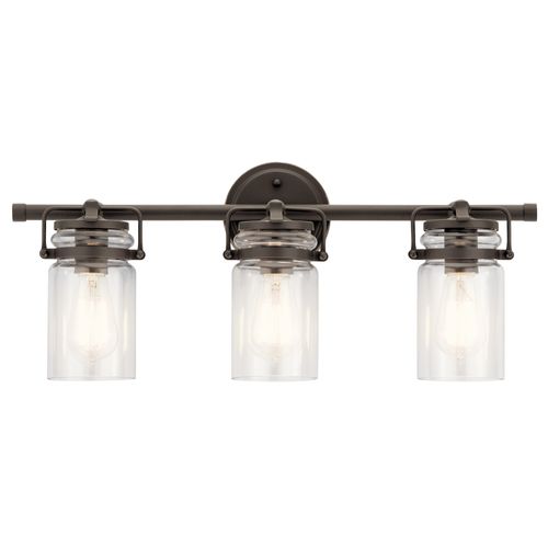 Main product image of Brinley 24" 3 Light Vanity Light w/ Clear Glass (Olde Bronze)