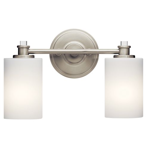 Main product image of Joelson 14" 2 Light Vanity Light w/ Satin Etched Cased Opal and Clear Glass Accent Glass (Brushed Nickel)