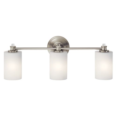 Main product image of Joelson 24" 3 Light Vanity Light w/ Satin Etched Cased Opal and Clear Glass Accent Glass (Brushed Nickel)