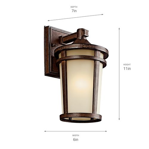 Main product image of Atwood 11" 1 Light Outdoor Wall Light w/ Light Umber Mist Glass and Brown Stone