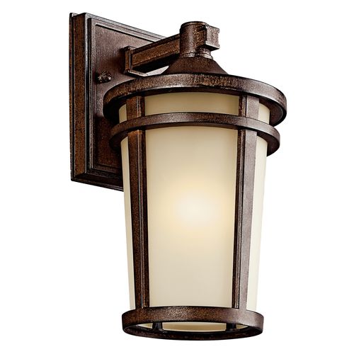 Main product image of Atwood 11" 1 Light Outdoor Wall Light w/ Light Umber Mist Glass and Brown Stone