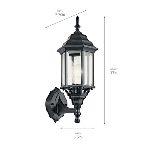 Main product image of Chesapeake 17" 1 Light Outdoor Wall Light w/ Clear Beveled Glass (Black)