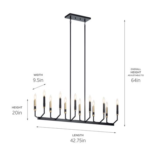 Main product image of Armand 42.75" 12 Light Linear Chandelier (Black/Bronze)