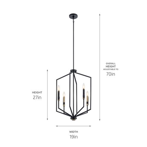 Main product image of Armand 27" 4 Light Foyer Pendant (Black/Bronze)