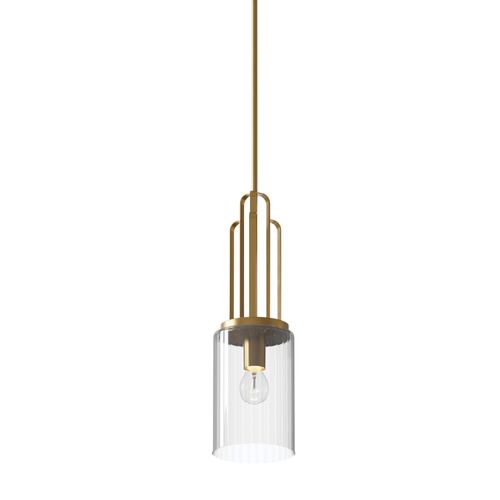 Main product image of Kimrose 1 Light Mini Pendant w/ Clear Fluted Glass in Brushed (Natural Brass)