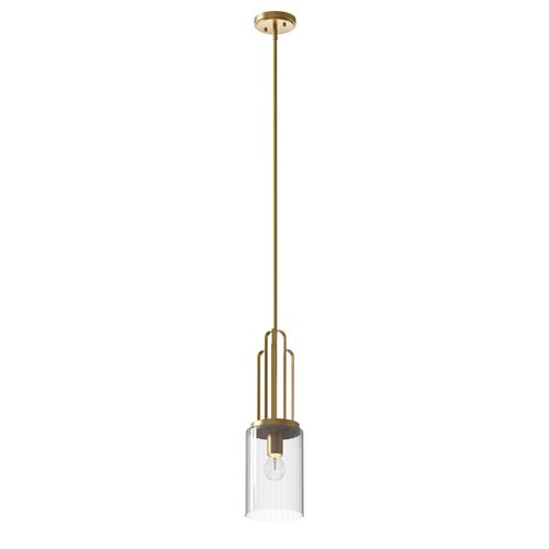 Main product image of Kimrose 1 Light Mini Pendant w/ Clear Fluted Glass in Brushed (Natural Brass)