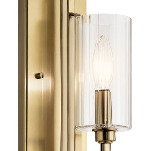 Main product image of Kimrose 1 Light Wall Sconce w/ Clear Fluted Glass in Brushed (Natural Brass)