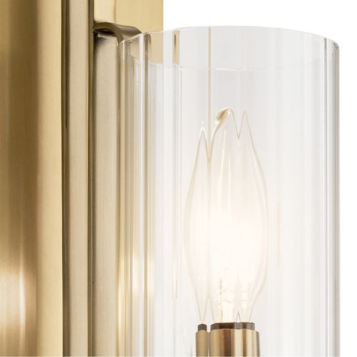 Main product image of Kimrose 1 Light Wall Sconce w/ Clear Fluted Glass in Brushed (Natural Brass)