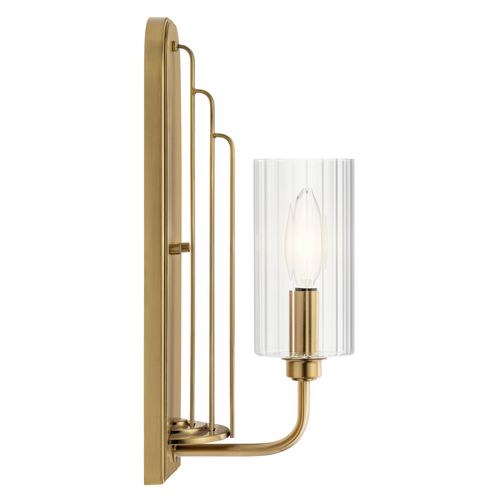 Main product image of Kimrose 1 Light Wall Sconce w/ Clear Fluted Glass in Brushed (Natural Brass)