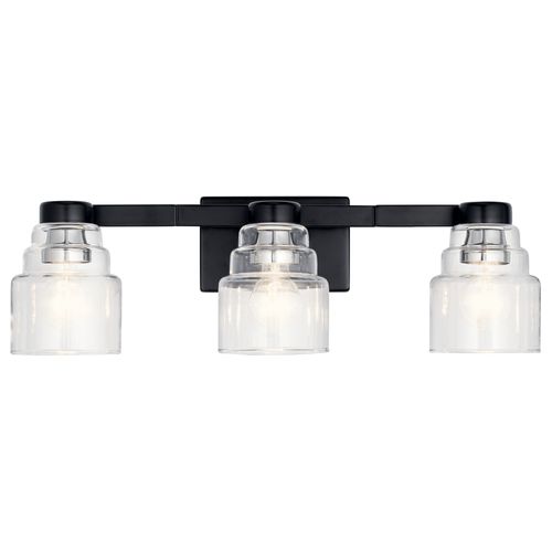 Main product image of Vionnet 24" 3 Light Vanity Light w/ Clear Glass (Black)