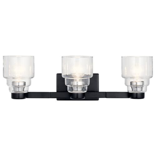 Main product image of Vionnet 24" 3 Light Vanity Light w/ Clear Glass (Black)
