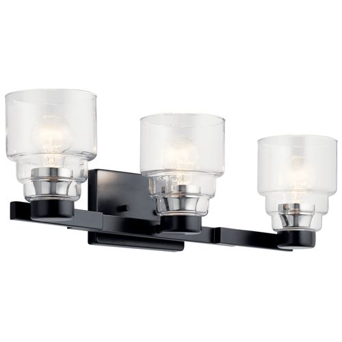 Main product image of Vionnet 24" 3 Light Vanity Light w/ Clear Glass (Black)