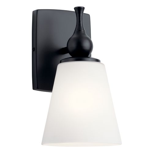 Main product image of Cosabella 6" 1 Light Wall Sconce w/ Etched White Glass (Black)