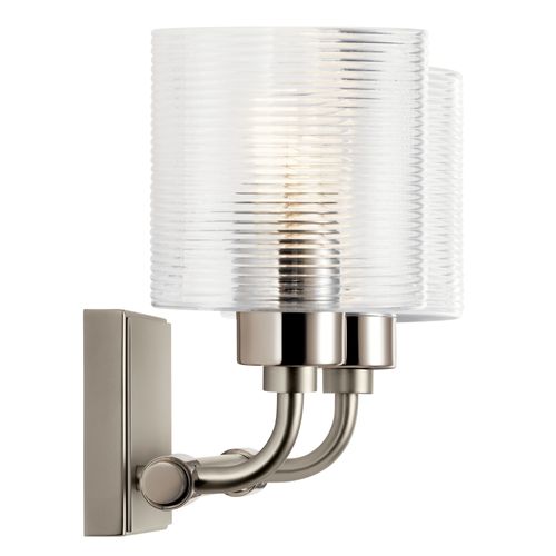 Main product image of Harvan 15" 2 Light Vanity Light w/ Clear Ribbed Glass Satin Nickel