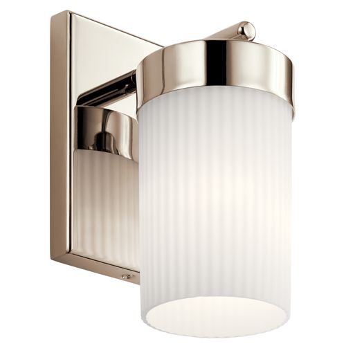 Main product image of Ciona 9" 1 Light Wall Sconce w/ Round Ribbed Glass (Polished Nickel)