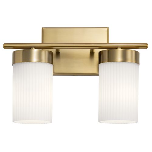 Main product image of Ciona 14.5" 2 Light Vanity Light with Round Ribbed Glass Brushed (Natural Brass)