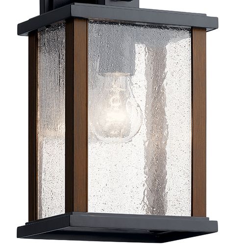 Main product image of Marimount 12.75" 1 Light Outdoor Wall Light w/ Clear Ribbed Glass (Black)