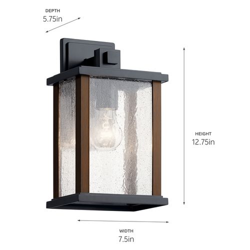 Main product image of Marimount 12.75" 1 Light Outdoor Wall Light w/ Clear Ribbed Glass (Black)
