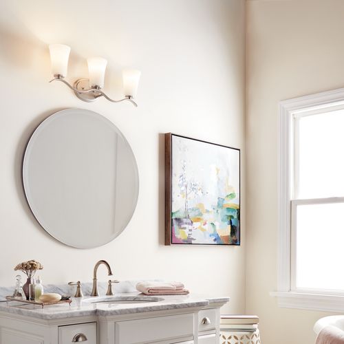 Main product image of Armida 23" 3 Light Vanity Light w/ Satin Etched White Glass (Brushed Nickel)
