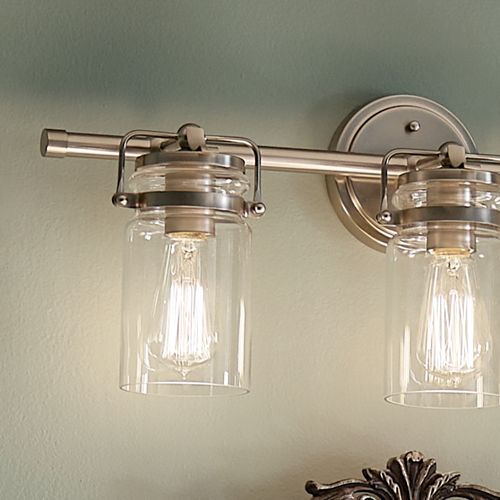 Main product image of Brinley 24" 3 Light Vanity Light w/ Clear Glass (Brushed Nickel)