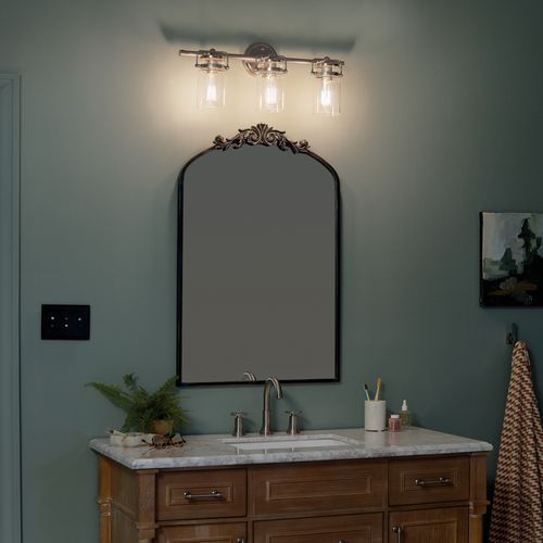 Main product image of Brinley 24" 3 Light Vanity Light w/ Clear Glass (Brushed Nickel)