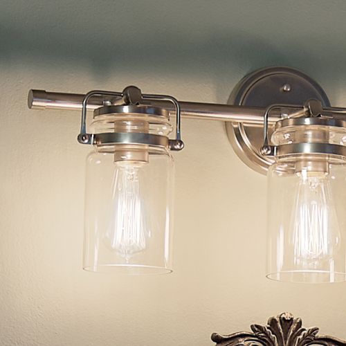 Main product image of Brinley 24" 3 Light Vanity Light w/ Clear Glass (Brushed Nickel)
