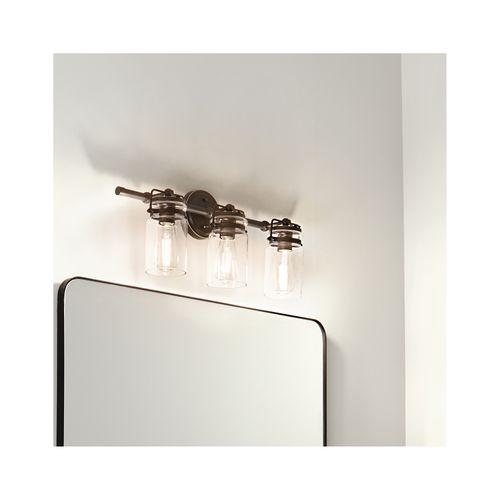 Main product image of Brinley 24" 3 Light Vanity Light w/ Clear Glass (Olde Bronze)