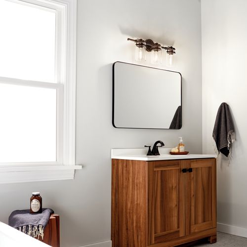 Main product image of Brinley 24" 3 Light Vanity Light w/ Clear Glass (Olde Bronze)