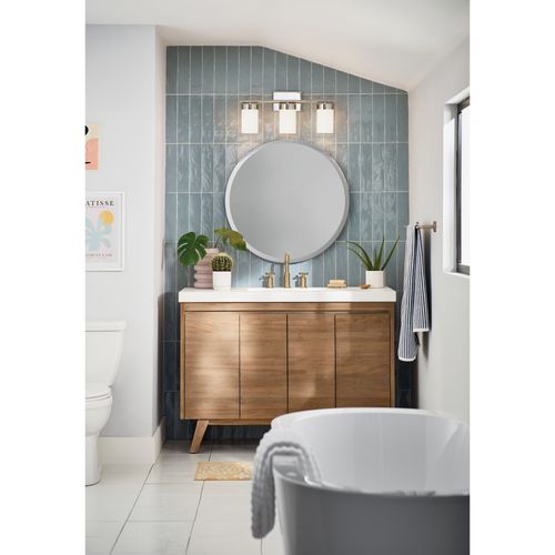 Main product image of Ciona 24" 3 Light Vanity Light w/ Round Ribbed Glass (Polished Nickel)