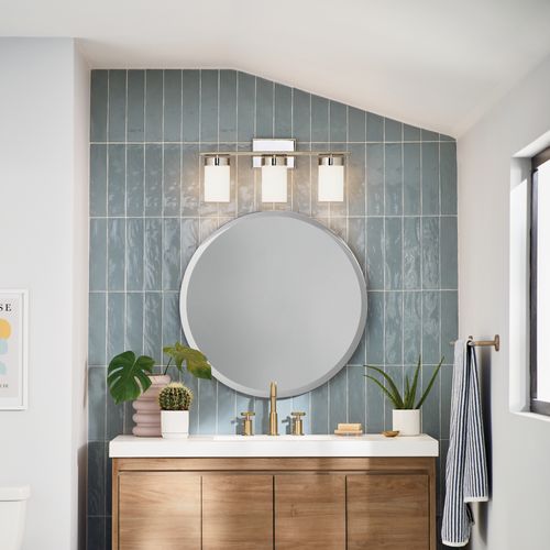 Main product image of Ciona 24" 3 Light Vanity Light w/ Round Ribbed Glass (Polished Nickel)