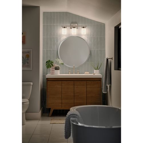 Main product image of Ciona 24" 3 Light Vanity Light w/ Round Ribbed Glass (Polished Nickel)