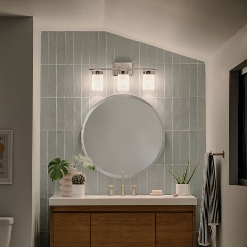 Main product image of Ciona 24" 3 Light Vanity Light w/ Round Ribbed Glass (Polished Nickel)