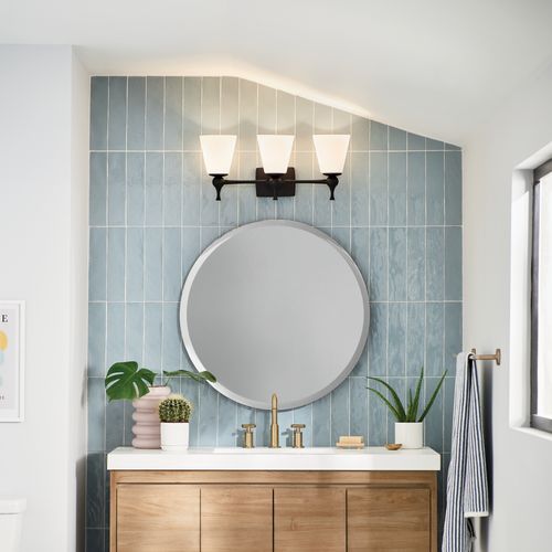 Main product image of Cosabella 24" 3 Light Vanity Light w/ Etched White Glass (Black)