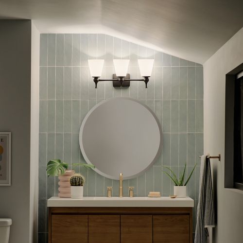 Main product image of Cosabella 24" 3 Light Vanity Light w/ Etched White Glass (Black)