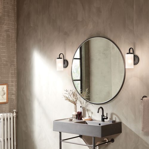 Main product image of Kennewick 1 Light Wall Sconce w/ Etched Glass (Brushed Nickel)