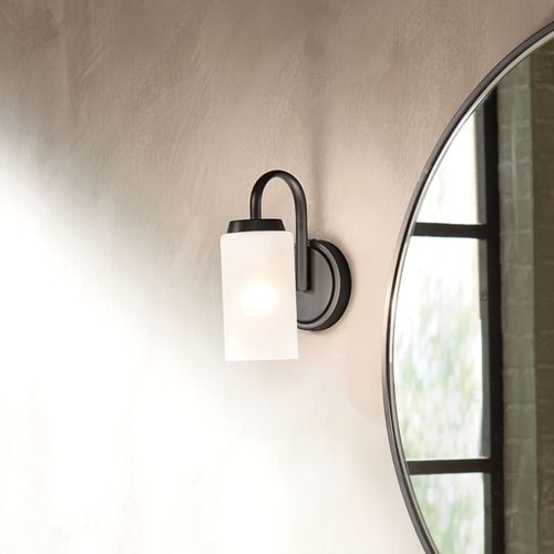 Main product image of Kennewick 1 Light Wall Sconce w/ Etched Glass (Brushed Nickel)