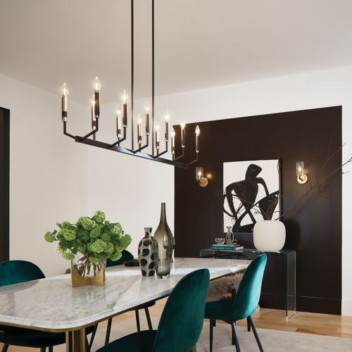 Main product image of Armand 42.75" 12 Light Linear Chandelier (Black/Bronze)