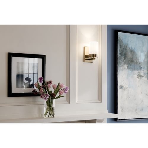 Main product image of Ciona 9" 1 Light Wall Sconce w/ Round Ribbed Glass Brushed (Natural Brass)