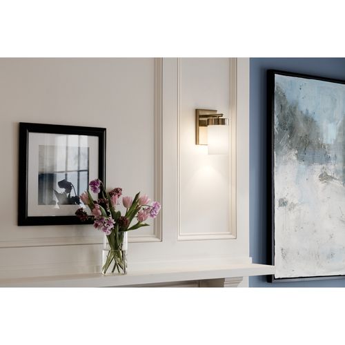 Main product image of Ciona 9" 1 Light Wall Sconce w/ Round Ribbed Glass Brushed (Natural Brass)