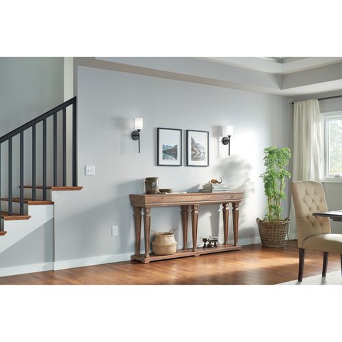 Main product image of Joelson 18.25" 1 Light Wall Sconce w/ Satin Etched Cased Opal and Clear Glass Accent Glass (Olde Bronze)