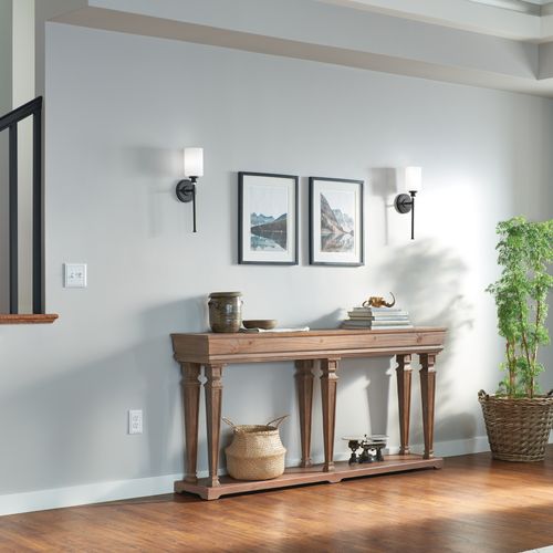 Main product image of Joelson 18.25" 1 Light Wall Sconce w/ Satin Etched Cased Opal and Clear Glass Accent Glass (Olde Bronze)