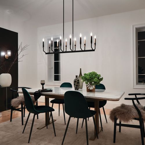 Main product image of Armand 42.75" 12 Light Linear Chandelier (Black/Bronze)