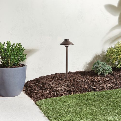 Main product image of Stepped Dome 12V 2700K Path Light Textured (Architectural Bronze)