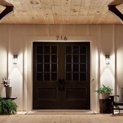 Main product image of Atwood 11" 1 Light Outdoor Wall Light w/ Light Umber Mist Glass and Brown Stone