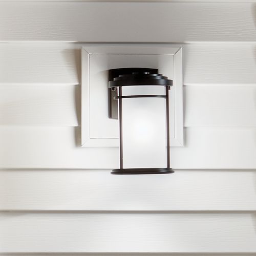 Main product image of Toman 10.25" LED Outdoor Wall Light w/ Satin Etched Glass (Olde Bronze)