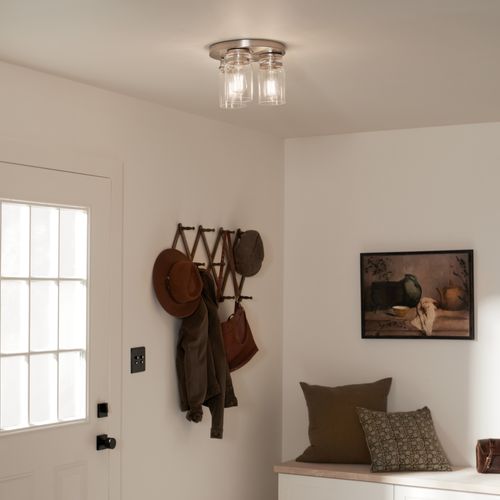 Main product image of Brinley 11.75" 3 Light Flush Mount w/ Clear Glass (Brushed Nickel)